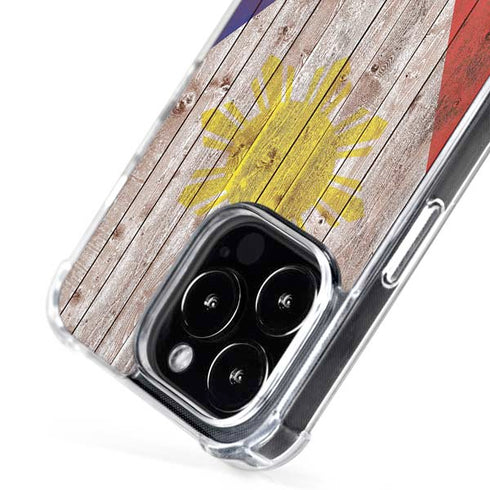 Philippines Flag Dark Wood iPhone 16 Pro MagSafe Case